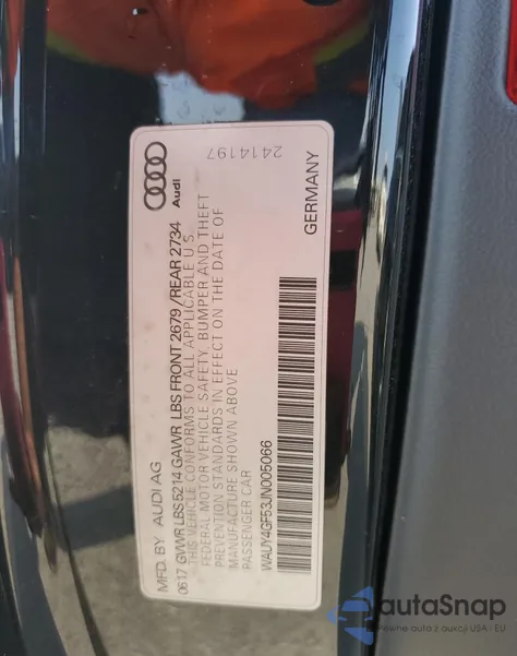 2018 Audi S5 Premium Plus из США, поврежденный, VIN WAUY4GF53JN005066